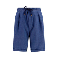 Brunello Cucinelli Blue Linen Bermuda Shorts