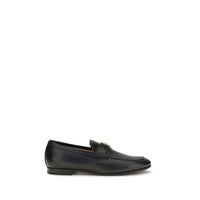 Valentino Garavani Black Calf Leather Bos Taurus Slip-On Loafers