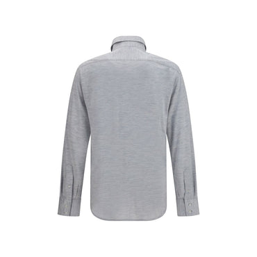 Brunello Cucinelli Blue Silk Dress Shirt