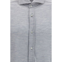 Brunello Cucinelli Blue Silk Dress Shirt