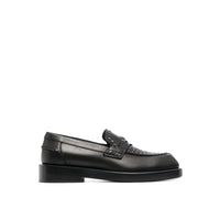 Versace Black Leather Slip-On Loafers