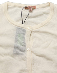 Ermanno Scervino White Knit Cropped Wool Cardigan Sweater