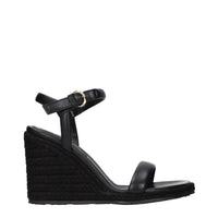 Gianvito Rossi Black Leather Wedge Sandals