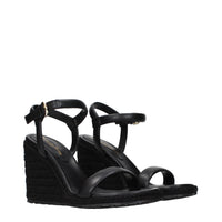 Gianvito Rossi Black Leather Wedge Sandals