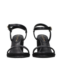 Gianvito Rossi Black Leather Wedge Sandals