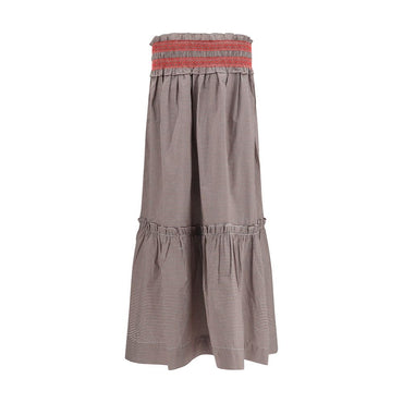 Ganni Brown Cotton Midi Skirt