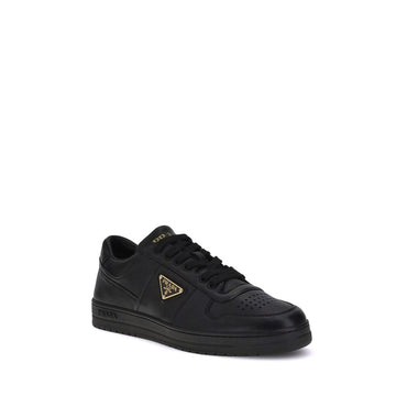 Prada Black Calf Leather Bos Taurus Low Top Sneakers