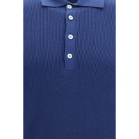 Brunello Cucinelli Blue Cotton Polo Shirt