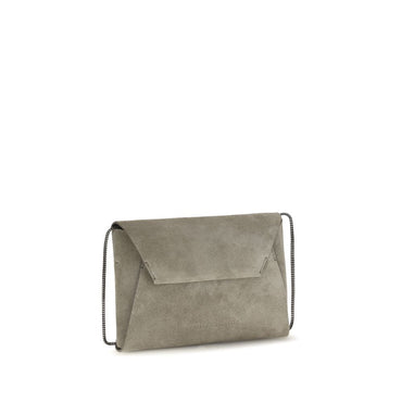 Brunello Cucinelli Gray Calf Leather Bos Taurus Shoulder Bag