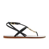 Fendi Black Leather Flat Sandals