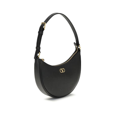 Valentino Garavani Black Calf Leather Bos Taurus Shoulder Bag