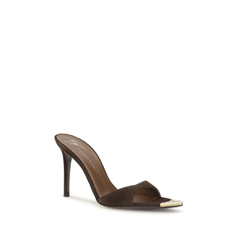 Giuseppe Zanotti Black Calf Leather Bos Taurus Stiletto Heel Sandals