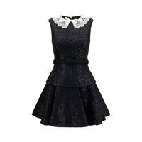 Self-Portrait Black Polyester Casual Dress
