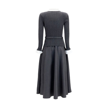 Self-Portrait Gray Polyamide Casual Dress
