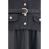 Self-Portrait Gray Polyamide Casual Dress