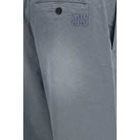 Miu Miu Gray Cotton Casual Pants