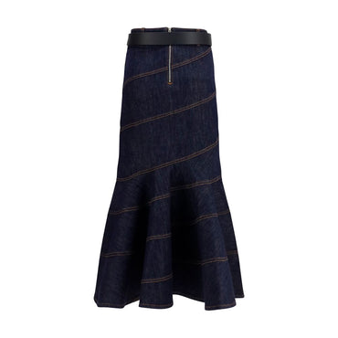 Self-Portrait Blue Denim Skirt