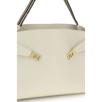 Ferragamo Beige Calf Leather Bos Taurus Shoulder Bag