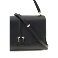 Ferragamo Black Calf Leather Bos Taurus Shoulder Bag
