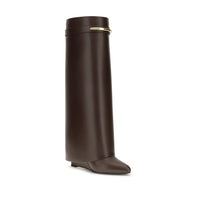 Givenchy Brown Calf Leather Bos Taurus High Heel Boots