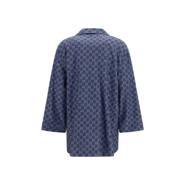 Gucci Blue Cotton Full-Length Jacket