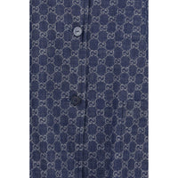 Gucci Blue Cotton Full-Length Jacket