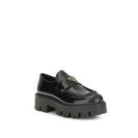Prada Black Calf Leather Bos Taurus Slip-On Loafers