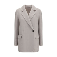 Brunello Cucinelli White Wool Oves Aries Full-Length Jacket