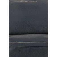 Brunello Cucinelli Black Calf Leather Bos Taurus Handbag