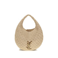 Saint Laurent Beige Raffia Shoulder Bag