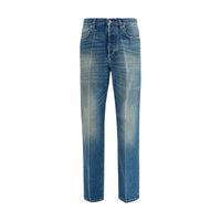 Versace Blue Cotton Straight-Leg Jeans
