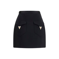 Versace Black Wool Oves Aries Mini Skirt