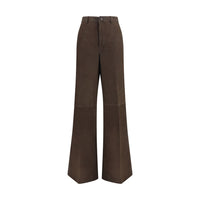 Rick Owens Brown Calf Leather Bos Taurus Casual Pants