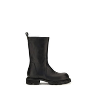 Rick Owens Black Calf Leather Bos Taurus Flat Boots
