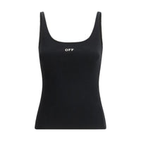 Off-White Black Cotton Sleeveles T-Shirt