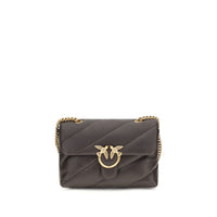 PINKO Brown Calf Leather Bos Taurus Shoulder Bag
