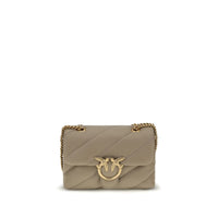 PINKO Beige Calf Leather Bos Taurus Shoulder Bag