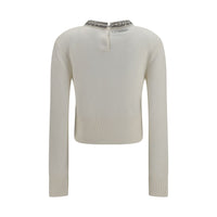 PINKO White Wool Oves Aries Sweatshirt