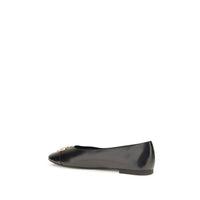 Tory Burch Black Calf Leather Bos Taurus Ballet Flats