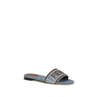 Fendi Blue Cotton Flat Sandals
