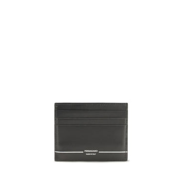 Ferragamo Black Calf Leather Bos Taurus Wallet