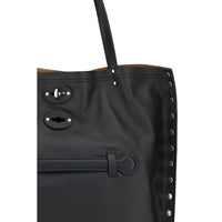 Zanellato Black Calf Leather Bos Taurus Shoulder Bag