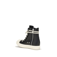 Rick Owens Black Calf Leather Bos Taurus High Top Sneakers