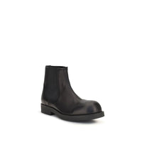 MM6 Black Calf Leather Bos Taurus Chelsea Boots