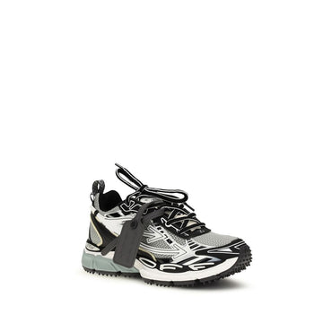 Off-White Gray Polyester Athletic Sneakers