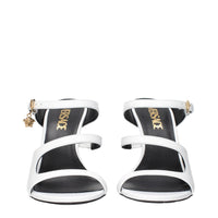 Versace White Leather Stiletto Heel Sandals