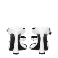 Versace White Leather Stiletto Heel Sandals