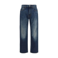 7FOR Blue Cotton Straight-Leg Jeans