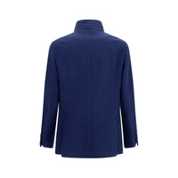 Brunello Cucinelli Blue Cashmere Full-Length Jacket