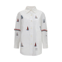 Thom Browne White Cotton Pattern Shirt